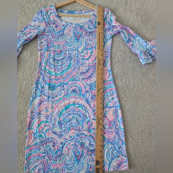 Lilly Pulitzer Shift Dress Sz XS UPF 50+ Sophie Ruffle Happy As A Clam Stretch - Picture 10 of 10